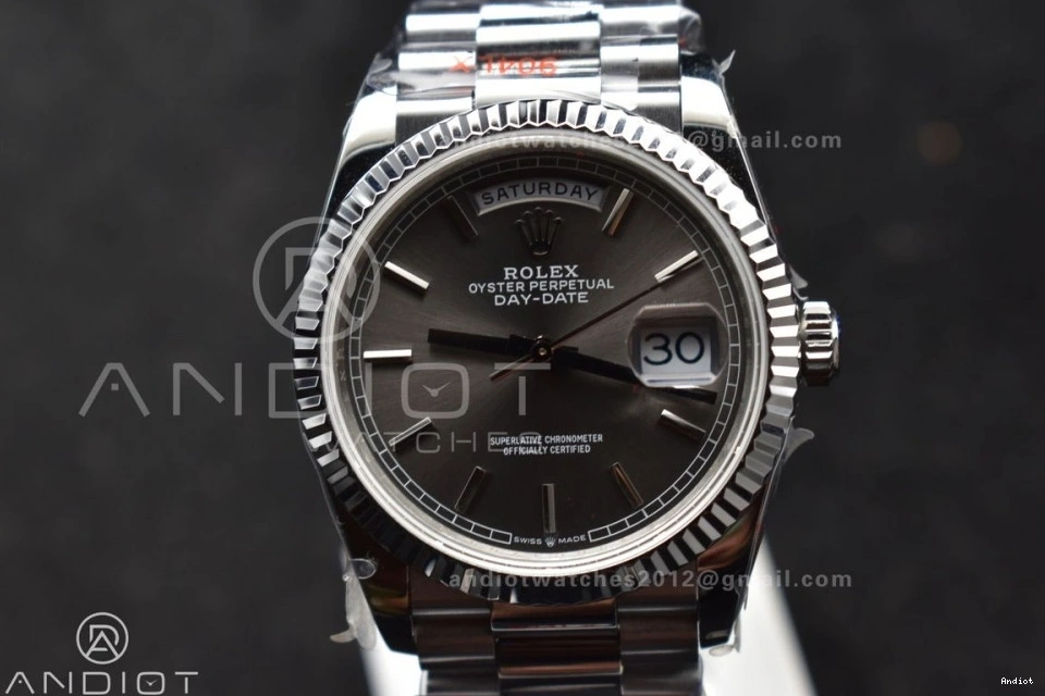 36 QF Dial Edition Weight) Grey on DayDate Best SS (Gain vr3255 904L V5 President Steel Bracelet 0304